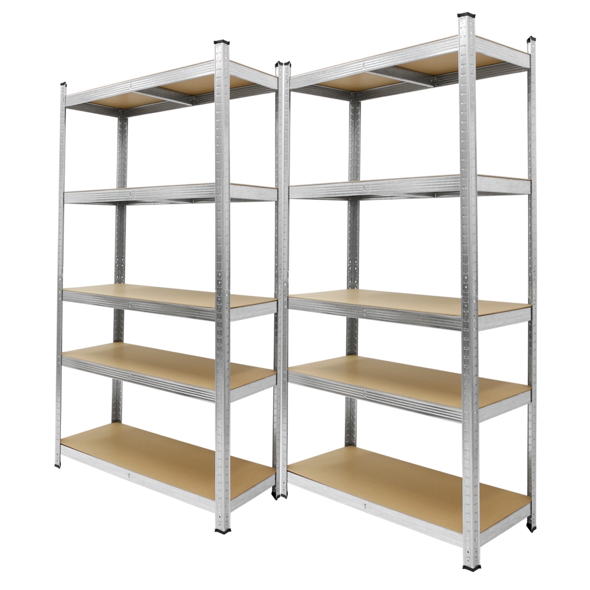 ECD Germany 2er Set Werkstattregal 180x90x40 cm verzinkt 5 MDF Böden 750 kg Schwerlastregal Lagerregal Steckregal Image