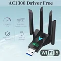 Adattatore USB WiFi 1300Mbps 2.4G/5Ghz Dual Band USB3.0 Dongle Wi-Fi 802.11AC Ricevitore wireless a 4 antenne per PC/Driver portatile gratuito