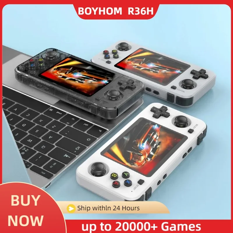 BOYHOM R36H Handheld-Spielekonsole 3,5-Zoll-IPS-Bildschirm Linux RK3326 Retro-Videospiele-Player 3000 mAh 64G 10000+ klassisches Spiel