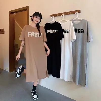 Fashion Letter-printed Short-sleeved Women's Maternity Dress Summer Loose Crew Neck Home Wear