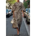 Robe mi-longue élégante à imprimé Floral pour femmes, avec manches larges et ceinture de taille, vêtements tendance printemps et été 2025
