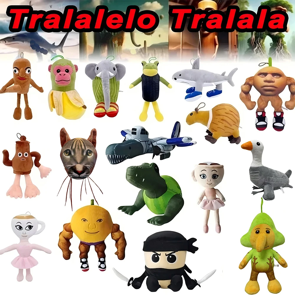 Heißer Tralalelo Tralala Plüsch Tungtung Italienische Brainrot Al Tralalero Tralala Plüsch Puppe Gefüllte Weiche Kissen Individuelles Spielzeug Image