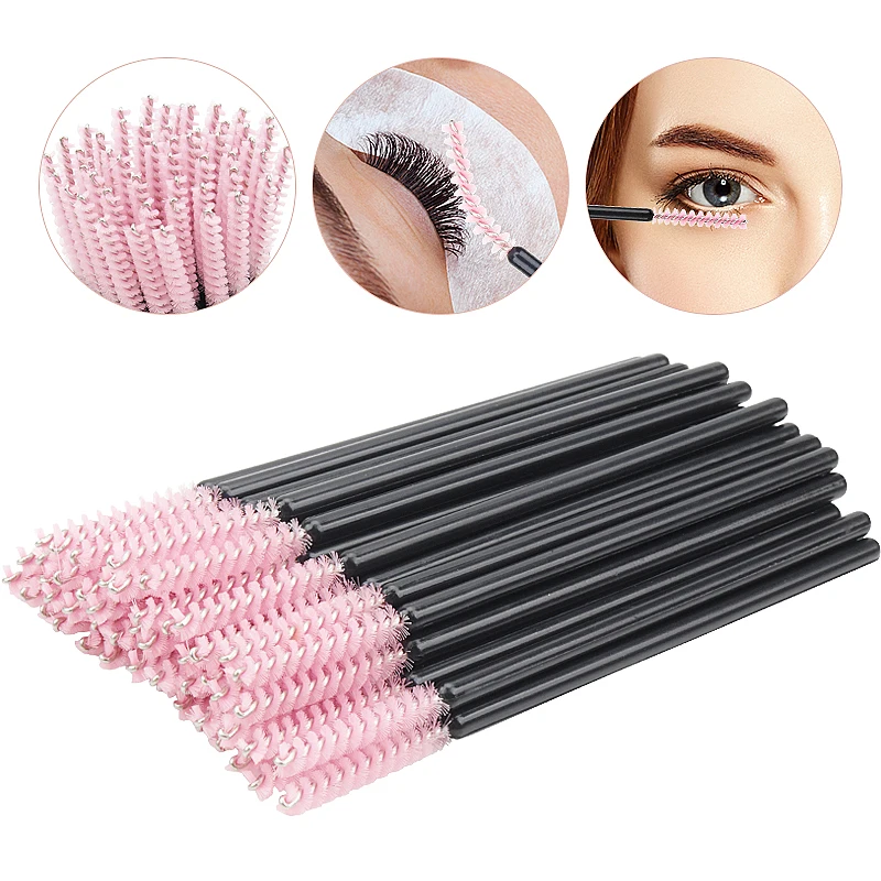 50pc Disposable Eyelash Makeup Brush Mascara Wands Micro Brushes Cosmetics Microbrush Eyebrow Applicator Lash Extension Supplies Image