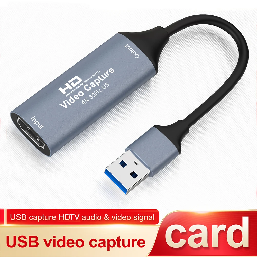 USB 3,0 Video Capture Karte 4K 30Hz HDMI-kompatibel zu USB 3,0 Typ-C Spiel Grabber Rekord für Schalter Xbox PS5/4 Live Broadcast Image