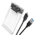 Custodia per disco rigido USB 3.0 /Type C da 2,5 '' Custodia per disco rigido SSD mobile trasparente Custodia per HDD SSD USB3.1 Disco rigido portatile con cavo USB C