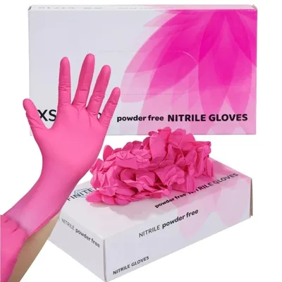 20/50/100PCS Fuchsia Nitrile Disposable Gloves 3.5mil Latex Free Household Cleaning Gloves for Women Kitchen Home Gardening Auto