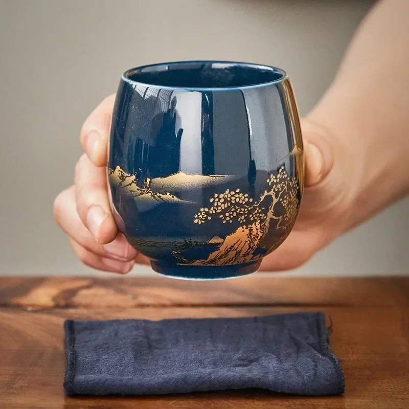 180ml Japanese Ceramic Tea Cup, Jilan, Minimalist Master Cup, Large Black Glaze, Household Kung Fu Tea Set, Single Cup, Tea Cup