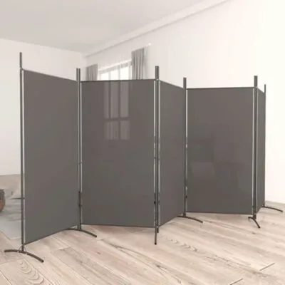 VidaXL 5-teiliger anthrazitgrauer Raumteiler 433 x 180 cm – schalldichter Stofftrennwand für Büro- und Eventräume Image
