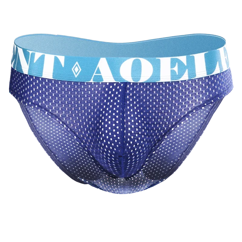 5 Stück Sommer-Herrenunterwäsche, dünne, eisähnliche Slips aus Eisseide, atmungsaktive Mesh-Shorts mit mittlerer Taille, sportliche, große Shorts Image