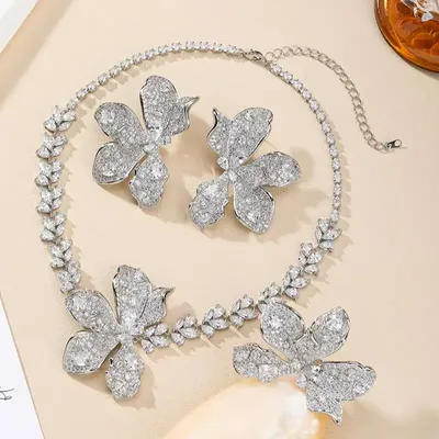 SENYU Stylish Shiny Cubic Zirconia 3pcs Jewelry Sets Charm CZ Bridal Wedding Jewelry Necklace Earring Ring Set