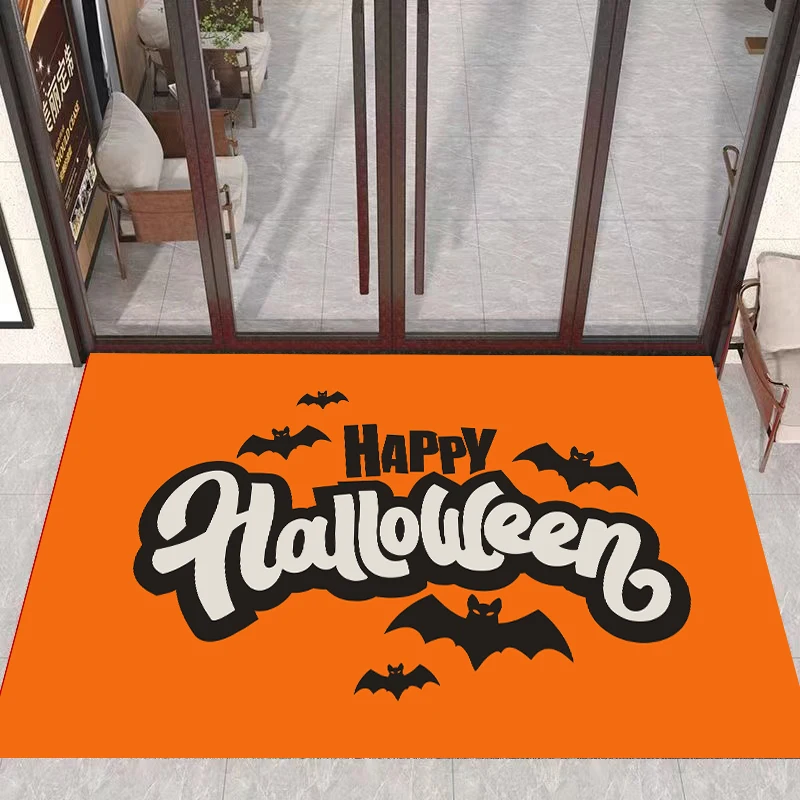 VIKAMA Halloween-Teppich aus Kristallsamt, rutschfest und leicht zu pflegen, runde Eingangsfoyer, Badezimmer-Heimdekoration Image