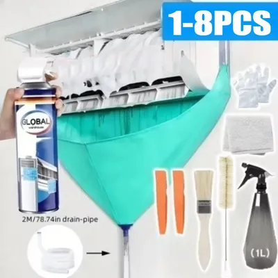 Mini Split Ac Cleaning Kit Conditioner Cover Waterproof Wall Mounted Dust Washing With Drainpipe Water Pipe Clean Protector