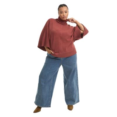 Plus Size Women's Wide-Sleeve Turtleneck Sweater by June+Vie in Maple Syrup (Size 26/28)