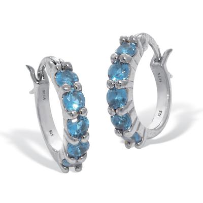 Women's Birthstone Sterling Silver Huggie Hoop Earrings by PalmBeach Jewelry in March (Size OS)