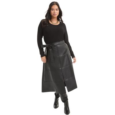Plus Size Women's Ribbed Scoopneck Top by June+Vie in Black (Size 10/12)