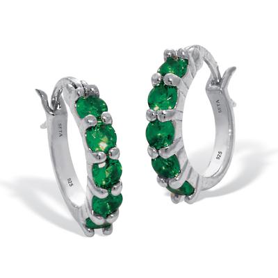 Women's Birthstone Sterling Silver Huggie Hoop Earrings by PalmBeach Jewelry in May (Size OS)