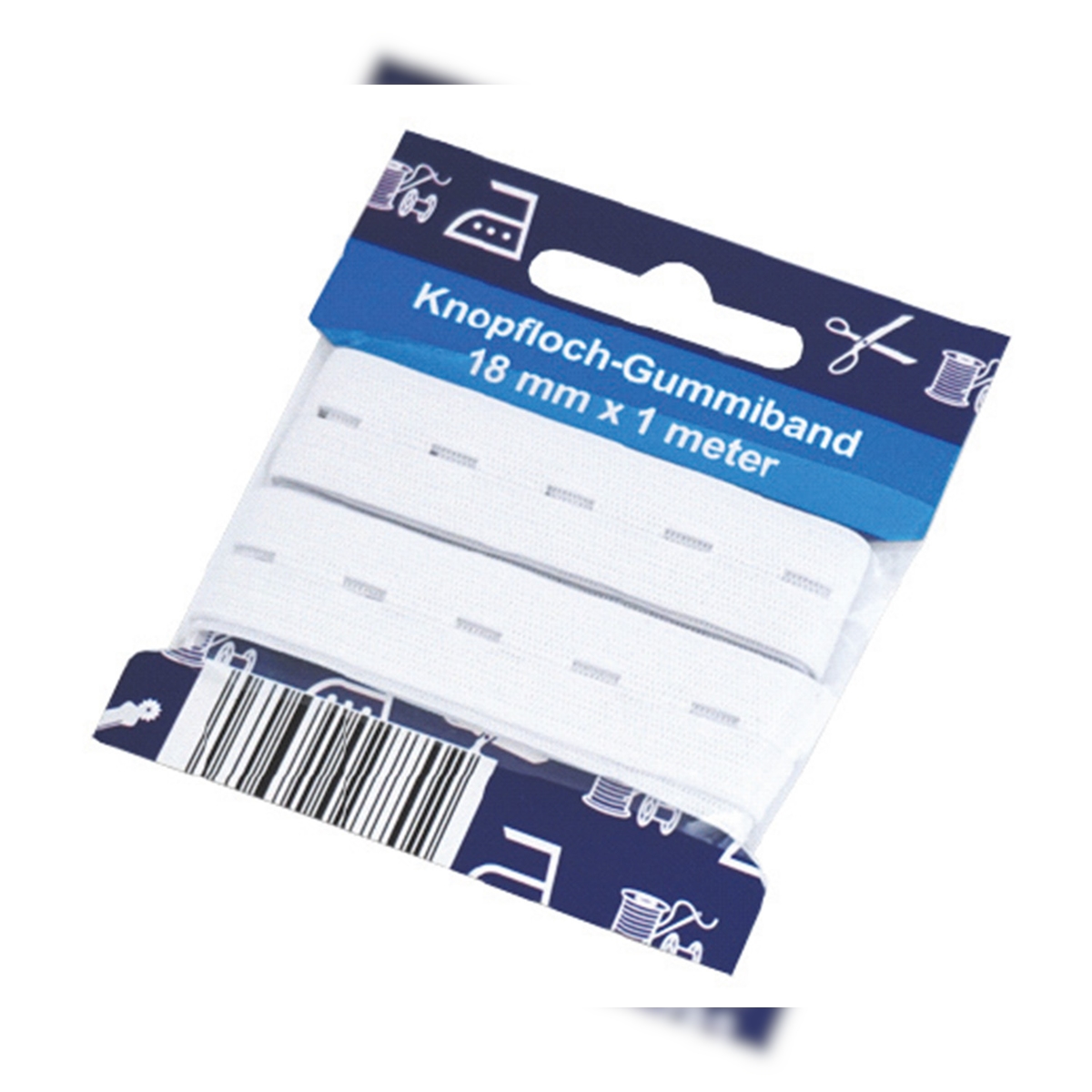 Global Partner Knopfloch Gummiband Elastisches Band 18mm breit 100cm lang Nähen Stoffband Stretchband vielseitig Image