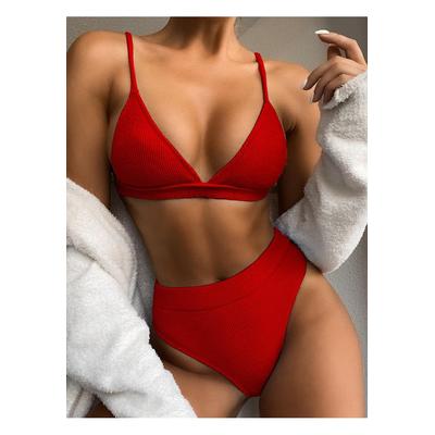 Damen Spaghetti-Träger Ripp-Bikini-Set Image