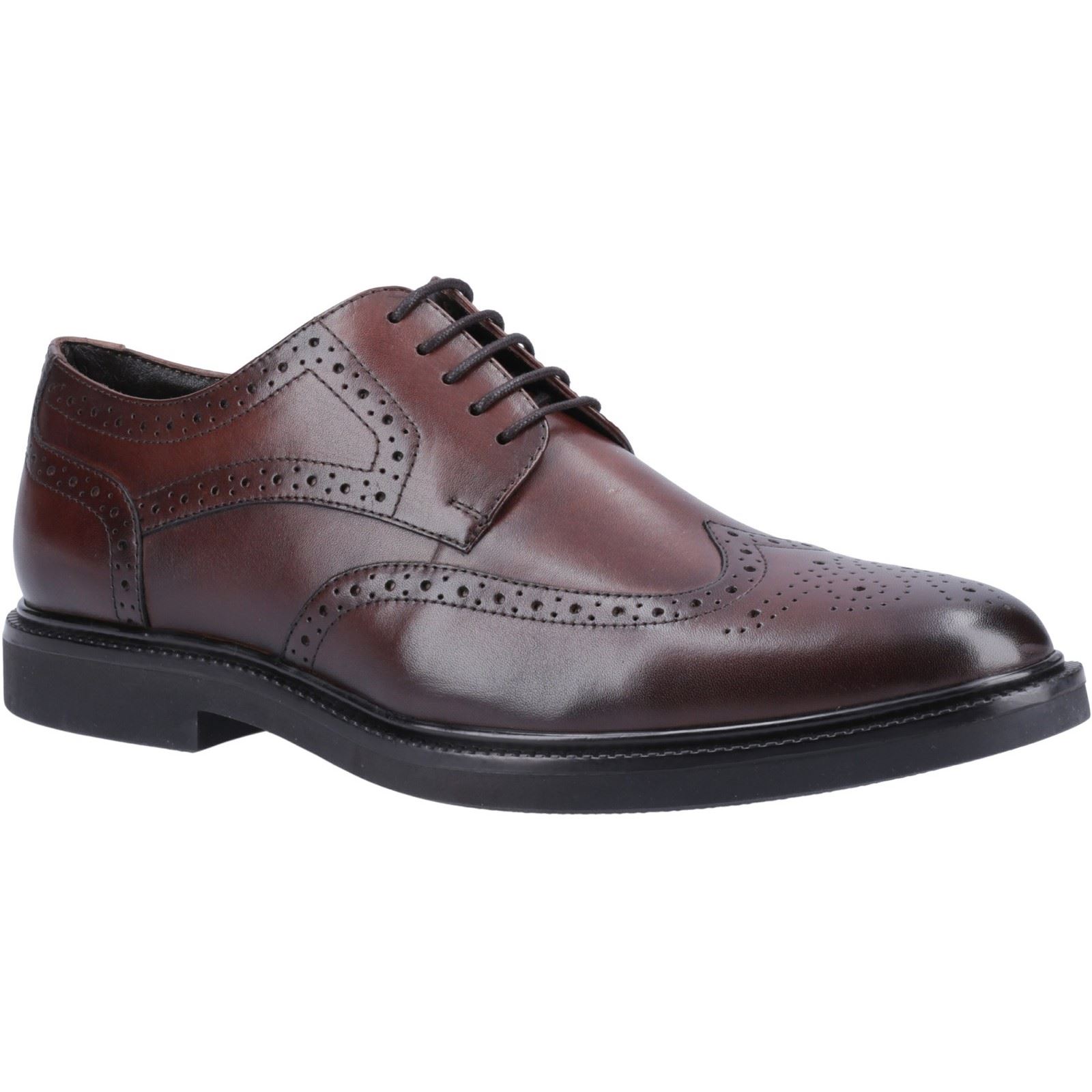 Hush Puppies Kingston Leder Herren Schokoladen Brogues Schuhe