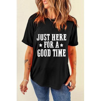 Damen T-Shirt mit Rundhalsausschnitt und kurzem Ärmel mit Buchstaben-Print Image