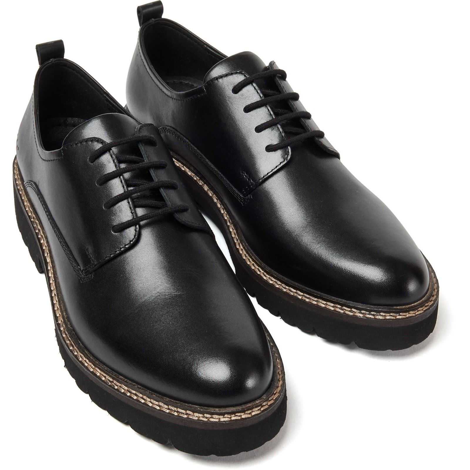 Pod Kris Leder Damen Schwarz Derby Schuhe