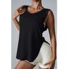 Damen Aktiv-Tanktop mit Rundhalsausschnitt und Schlitz
