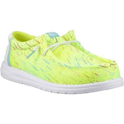 HEYDUDE Wally Party Mesh Polyester Herren Mokassins Schuhe Lime Punch/Weiß Image
