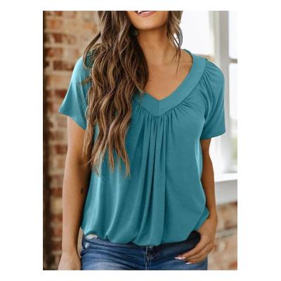 Damen V-Ausschnitt Kurzarm-T-Shirt Image