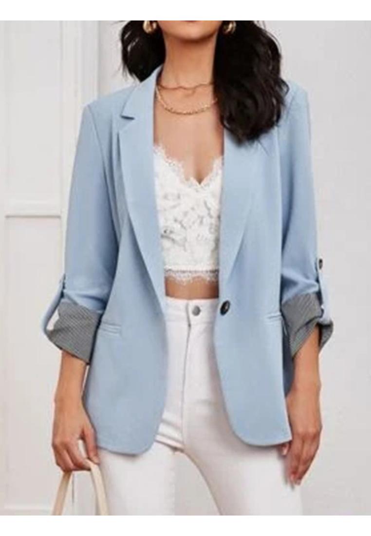 Damen Blazer mit Reverskragen und Rollenärmeln Image