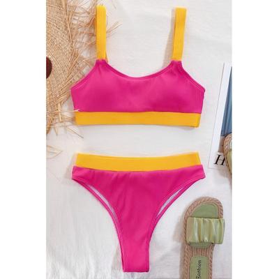 Damen Farbblock Scoop Neck Bikini Set Image