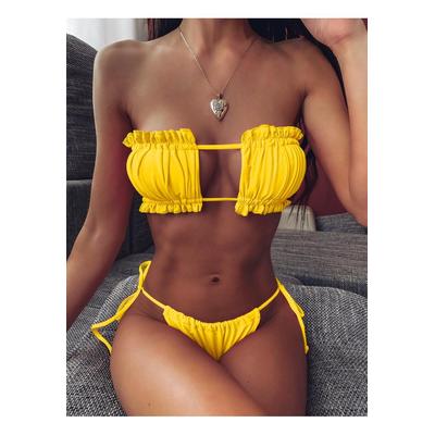 Bikini-Set mit Rüschensaum und Raffung für Damen Image