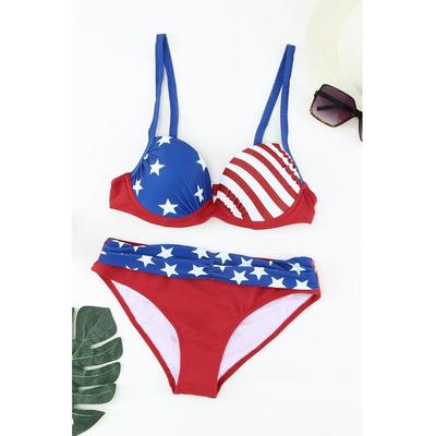 Damen Bedrucktes Rüschenset Bikini Image