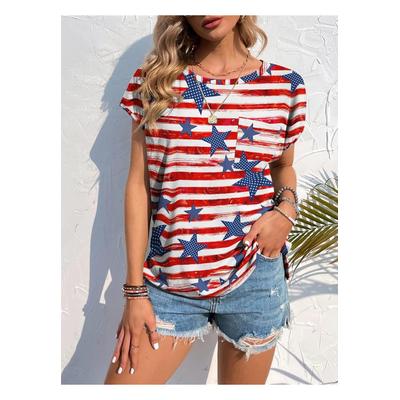 Damen Bedrucktes Rundhals Kurzarm T-Shirt Image