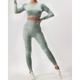 Per donna 2 Pezzi Tuta da yoga Abiti da salotto Autunno Tinta unica Completo Abbigliamento Verde militare Nero Allenamento in Palestra Vita Alta Elastico Traspirante Manica Lunga Sport Abbigliamento