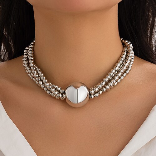 Collana girocollo con perle da donna - collana multifilo in perle sintetiche con perlina oversize, gioiello di ispirazione vintage per donne, ideale per cocktail party e occasioni formali