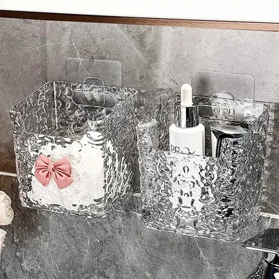 New Wall Mounted Storage Box Makeup Brush Organizer Storage Rack Bathroom Storage Box Punch-Free Toothpaste Holder Wall Mounted