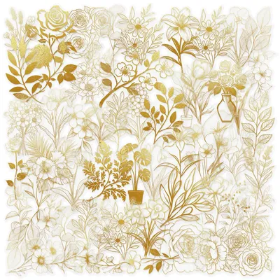 10/50PCS Transparente Goldene Pflanze Blume Aufkleber Ästhetische PET Kunst Aufkleber PVC Wasserdichte Notebook Telefon Koffer Kühlschrank Aufkleber Image