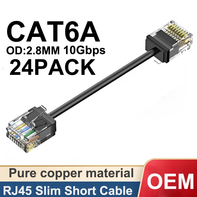 Cat6/Cat6a 24er-Pack schlankes RJ45-UTP-Netzwerkkabel, 10 Gbit/s, Cat 6-Patchkabel für NAS PS5-Patchpanel zum flexiblen Schalten Image