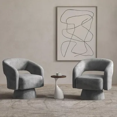 Swivel Barrel Chair,Set of 2 Velvet Accent Armchair 360 Degree Swivel Club Chair for Living Room Bedroom Reception Room, Dark G