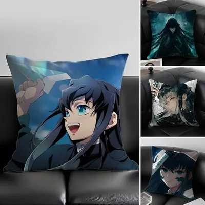 Muichiro Tokito Anime Demon Slayer Kissenbezug, hautfreundlicher und bequemer Stoff-Kissenbezug, unsichtbarer Lilky-Reißverschluss Image