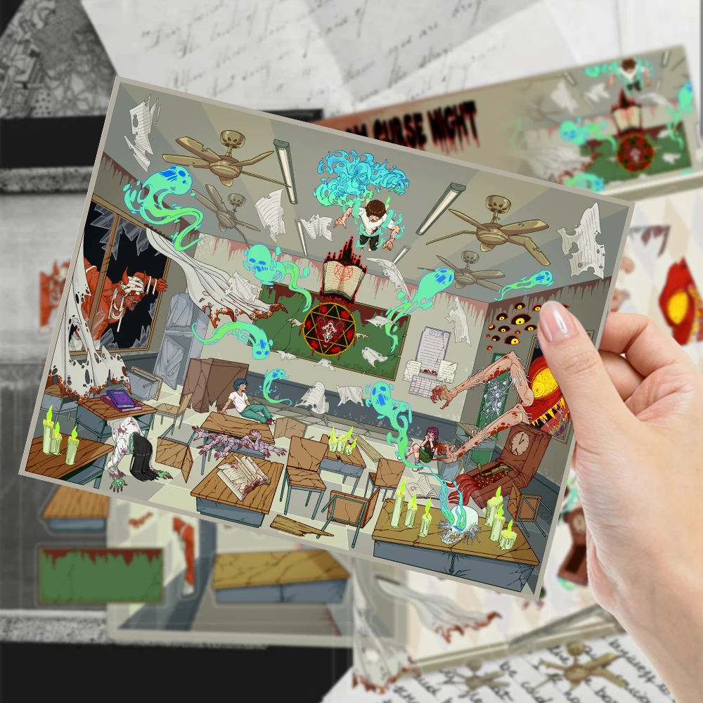 1Set Schreckliche Klassenzimmer Fluch Nacht Landschaftsbau Aufkleber Schule Spiritualität Klassenzimmer Aufkleber 3D DIY Handbuch Dekoration Aufkleber Image