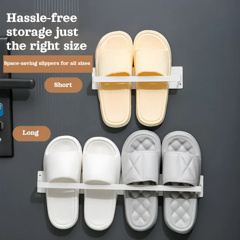 Magnetischer Schuhhalter für hinter der Eingangstür, ohne Bohren, wandmontierter Slipper-Organizer, Schuhaufbewahrung für Badezimmertür. Image