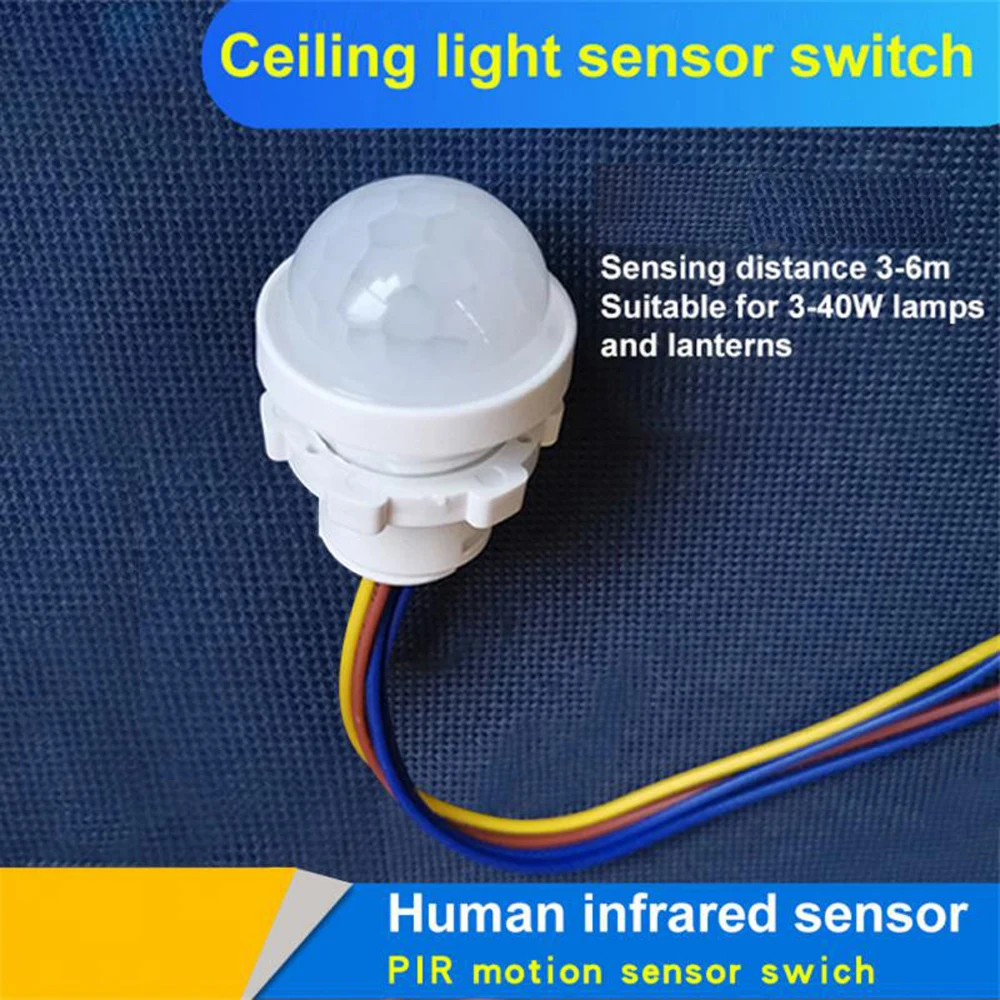 Zeitverzögerung, Bewegungsmelder, Schalter für LED-Glühbirne, Downlight, Lüfterlampe, AC 85–265 V, PIR, Infrarot-Bewegungsmelder, einstellbar, intelligent