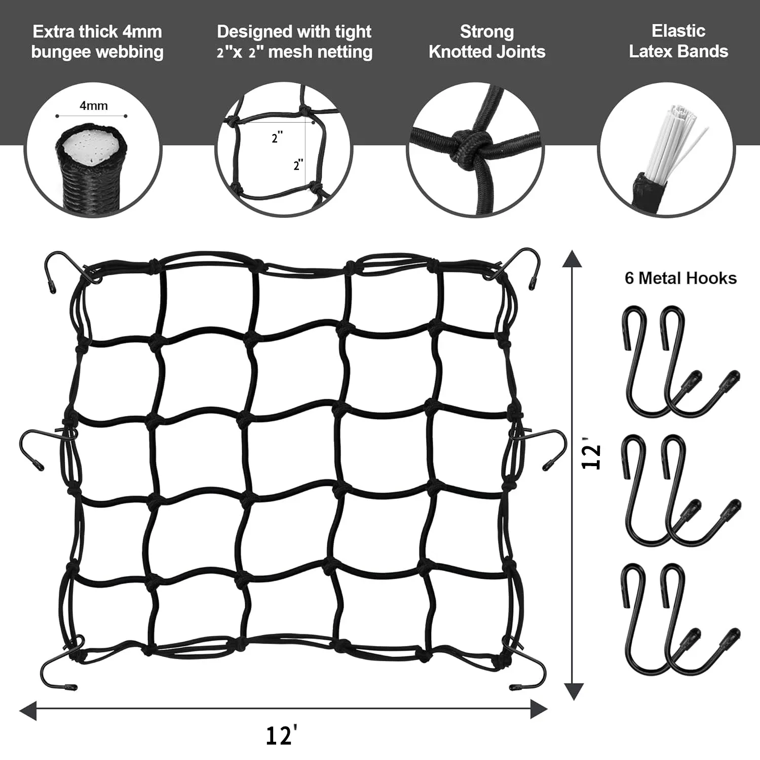 1x Universal 40x40cm 30x30cm Motorrad Elastische Bungee Net Halter Motorrad Lagerung Helm tank Fahrrad Gepäck Haken Mesh für Helme Image