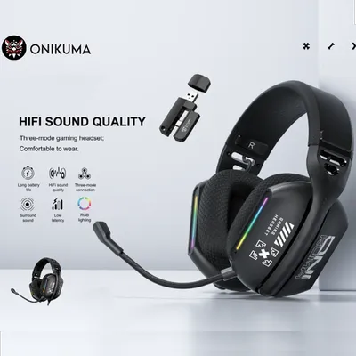Onikuma RGB Light 2,4 GHz kabellose Kopfhörer mit geringer Latenz für Gaming 360° ° Reduzieren Sie das Schwenkmikrofon mit Geräuschen Image