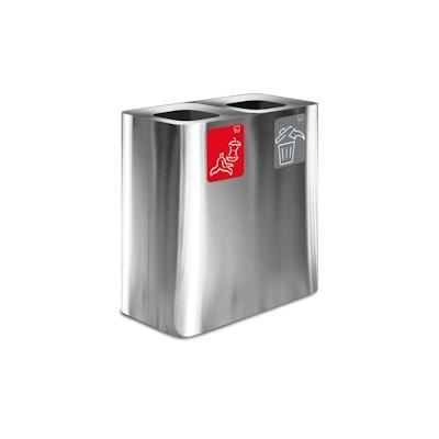Stil Casa PURE Abfallsammelsystem, rostfreier Stahl, 77x38xh. 80 cm, 200 Liter, satinierte Aluminiumoberfläche, satiniert. Image