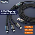 OOZCC 6A 120W 3 in 1 Display digitale LCD Watt Cavo USB tipo C Ricarica rapida dati per iPhone14, Galaxy s24 Ultra, Redmi, POCO