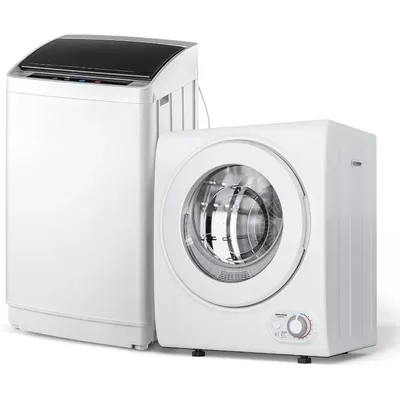 ROVSUN 17.8LBS Full Automatic Washing Machine and 1.5CuFt Portable Clothes Dryer Set, Compact Laundry Washer
