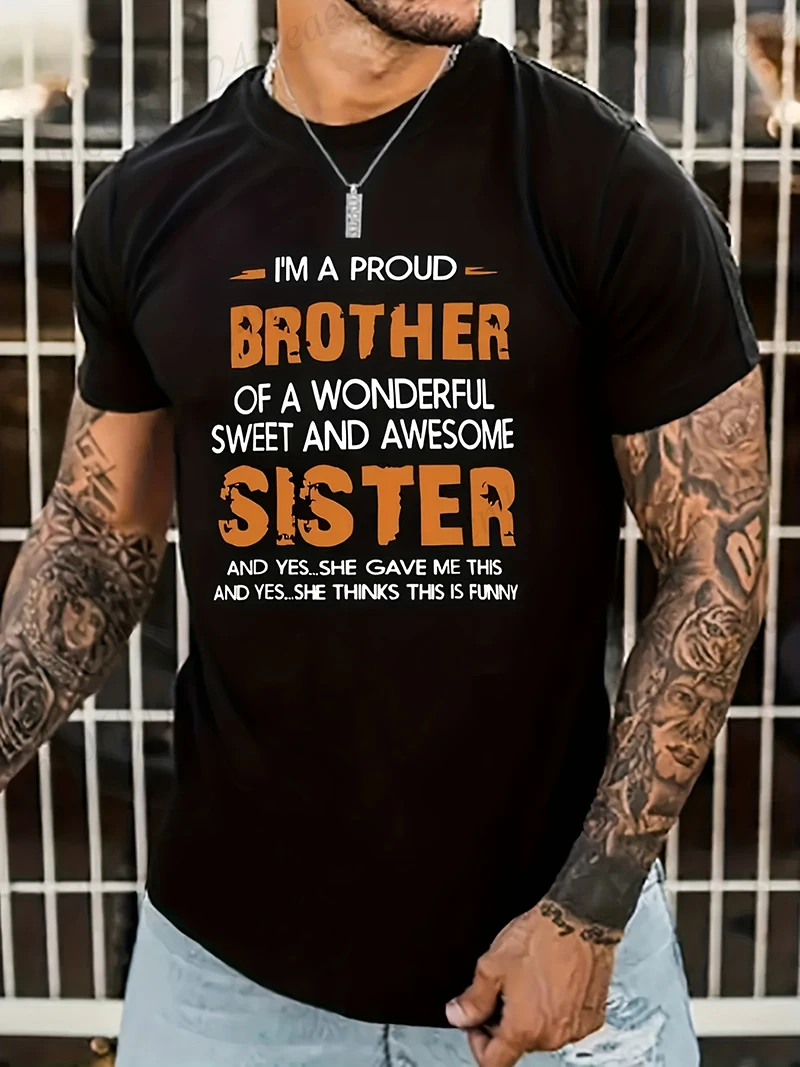 Brother and Sister Printed Tshirt for Men Women Clothing Harajuku Tee Female Streetwear 2000s Harajuku Clothes Y2k Tee Tops
