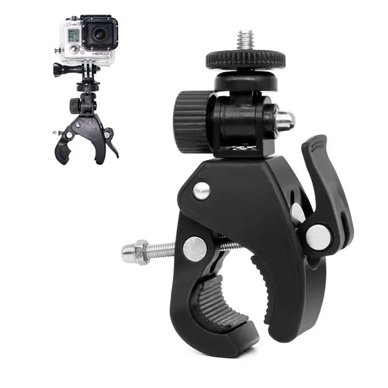 Schwarz 1/4 Fahrrad Motorrad Lenker Griff Clamp Bar Cam Mount Stative Adapter Zubehör Für Action Kamera Gehen Pro Hero Image